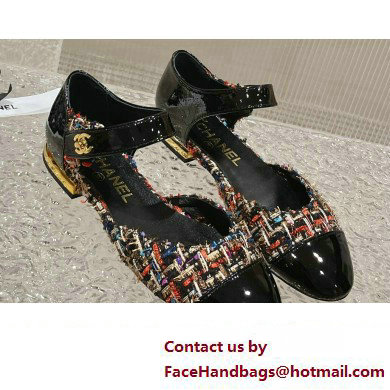 Chanel Wool and Cotton Tweed  &  Patent Calfskin Mary Janes G38441 Multicolor 2023